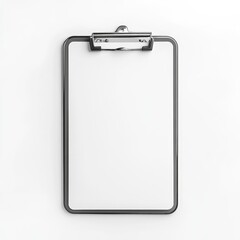 Blank clipboard on a white background, ideal for note-taking or document display in office settings