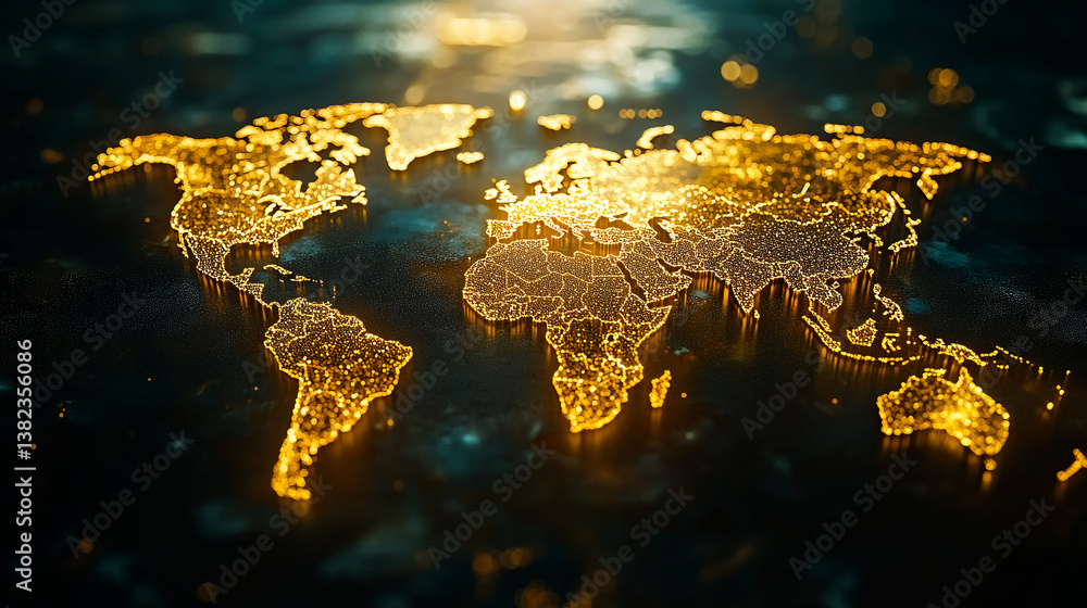 Wall mural abstract world map concept of global network and connectivity international data transfer and cyber 