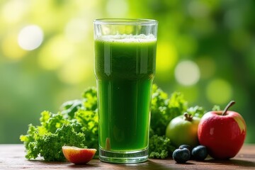 Fototapeta premium Fresh Apple-Kale Juice with Organic Ingredients
