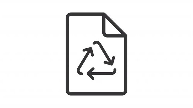 Documentation reprocessing ui icon line animation. Moving arrows, switching. Scaling form. Document reuse animated user interface element isolated on white. HD video with alpha channel