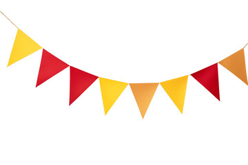 A colorful banner with triangle flags hanging against a  for decoration and celebration on transparent background png
