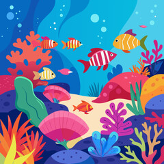 underwater background with fishes