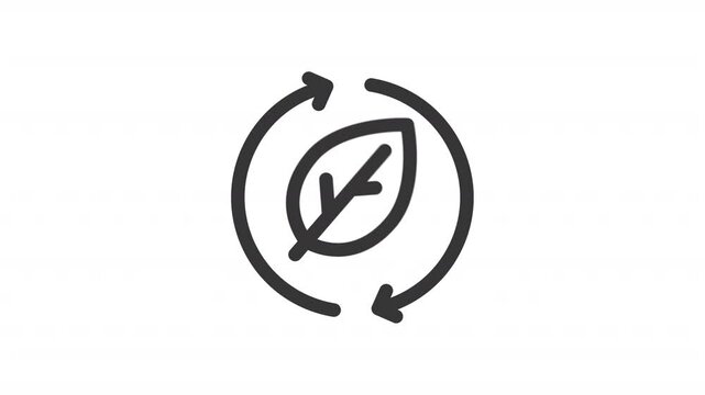 Eco recycling ui icon line animation. Moving circle arrows, spinning. Nature, reprocessing. Shaking leaf animated user interface element isolated on white. HD video with alpha channel