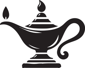Aladdin lamp silhouette black vector