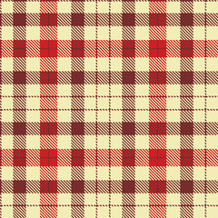 Elegant Seamless Tartan featuring Dark claret and Iridescent beige Fabric Design