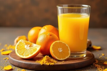 Orange Turmeric Juice in Still Life