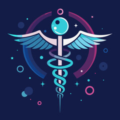 Fototapeta premium caduceus medical symbol on blue background