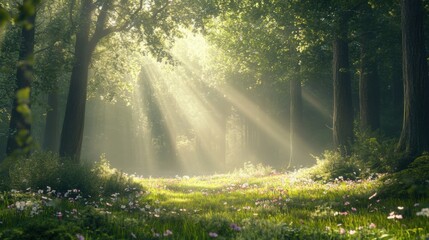 Fototapeta premium Serene Botanical Background with a tranquil forest 