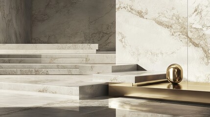 Elegant Marble and Gold Minimalist Architectural Display