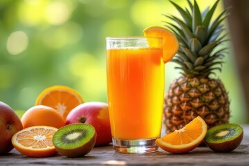 Vibrant Glass of Tropical Fruit Juice