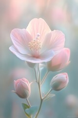Fototapeta premium Blooming Pink Flower with Delicate Petals in Soft Light