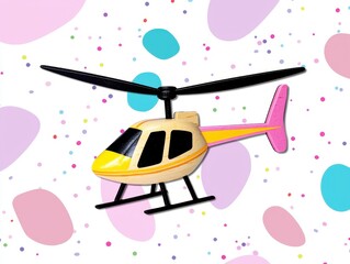 Toy Helicopter on Pastel Background with Confetti