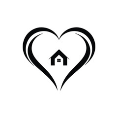 home and love logo design 