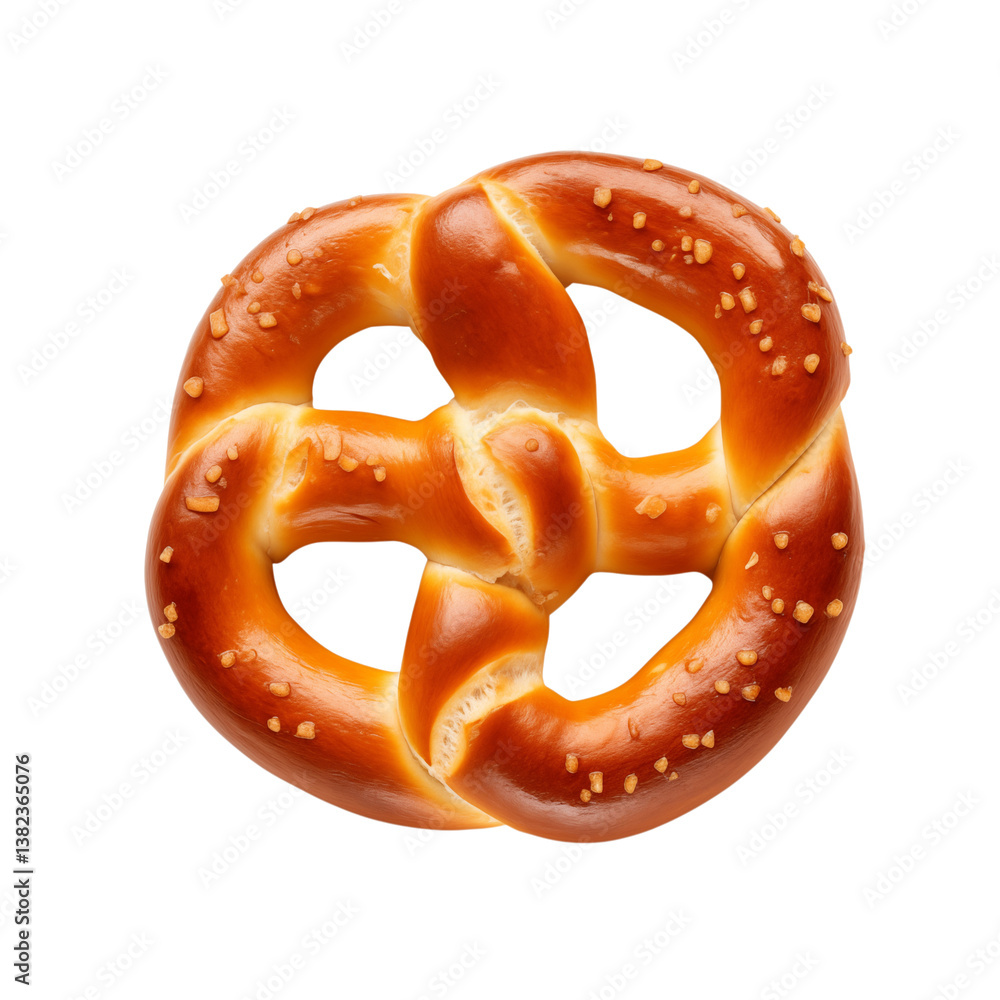 Poster close up of a pretzel with salt on top against a in a studio shot style image on transparent backgro
