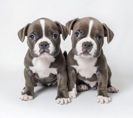 Obraz premium English Bulldog Puppies - Full Body Studio Shot on White Background, Professional High-Resolution Photography