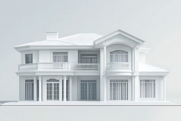 Realistic beautiful white house 3D