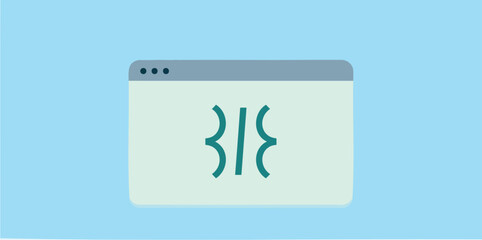 web browser window displaying teal curly braces on a pale green background