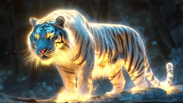of a tiger glowing. Generative AI