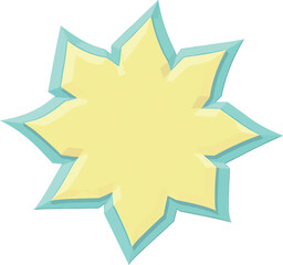 stylized starburst in yellow and teal