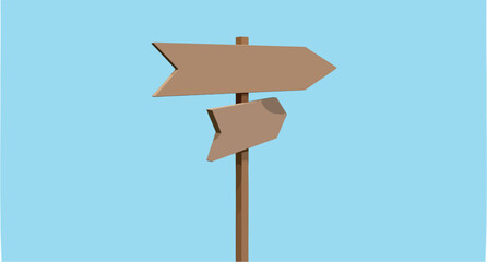 two blank wooden arrow signs on a