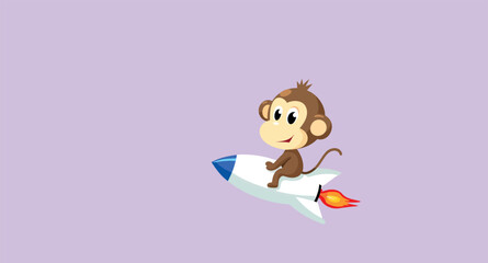 cheerful monkey riding a