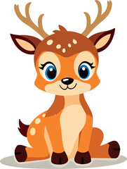 adorable fawn with antlers sitting peacefully