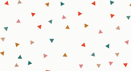 scattered colorful triangles on white background