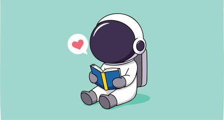 charming of an astronaut peacefully reading a book