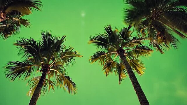 palm tree on green screen background