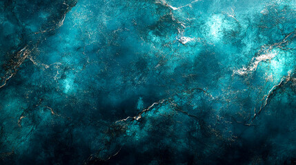 Obraz premium Black dark green mint sea teal jade emerald agua cyan turquoise blue abstract background. Color gradient ombre. Rough grunge grain noise. Light glow glitter shimmer. Metal foil effect. Design.Template