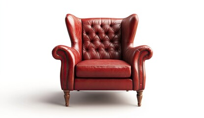 Red Leather Wingback Chair