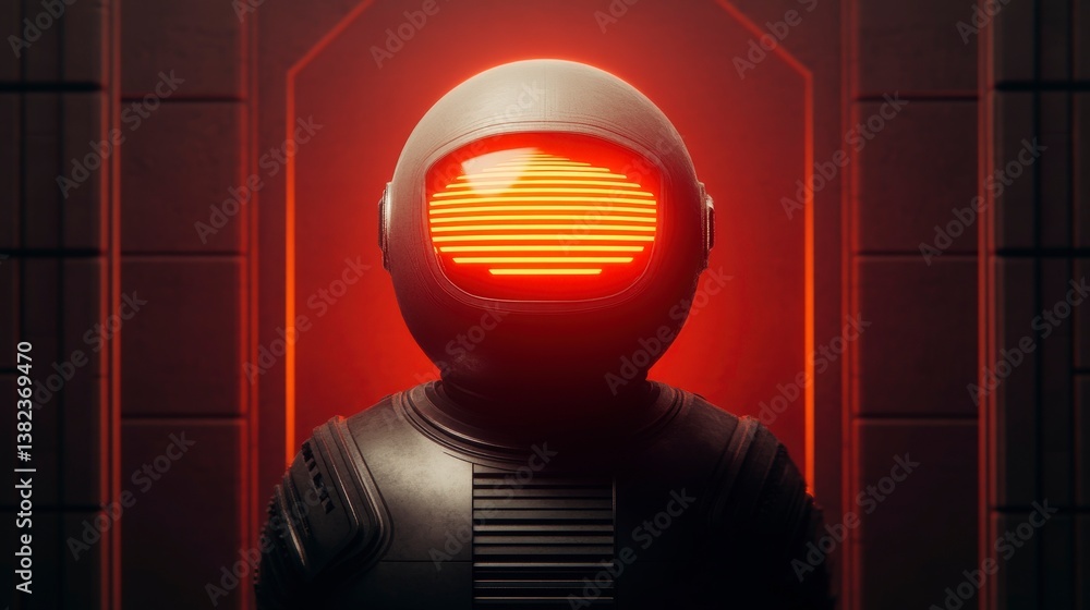 Poster futuristic ai model in a digital matrix with neon lights and high-tech design elements