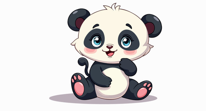 adorable baby panda sitting cheerfully