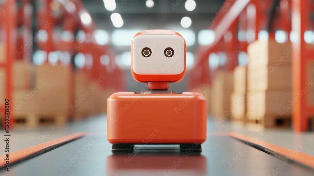 Aufkleber futuristic 3d visualization of ai controlled robot in modern warehouse environment