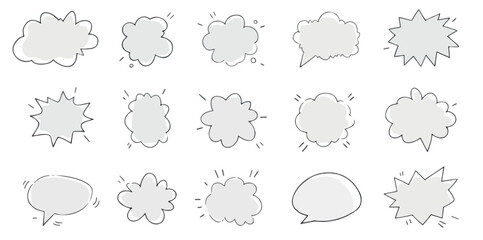 Fototapeta premium fifteen hand-drawn speech bubbles in gray for projects