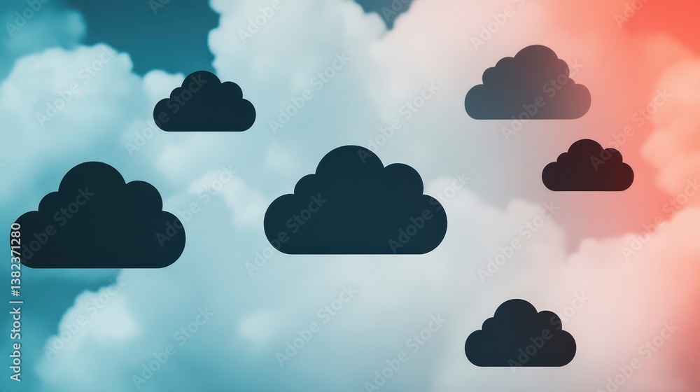 Poster encrypted smart contracts on blockchain technology in abstract cloud computing concept