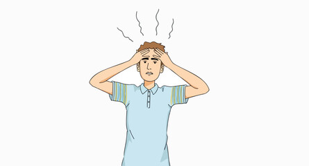 worried man holds his illustrating stress and tension