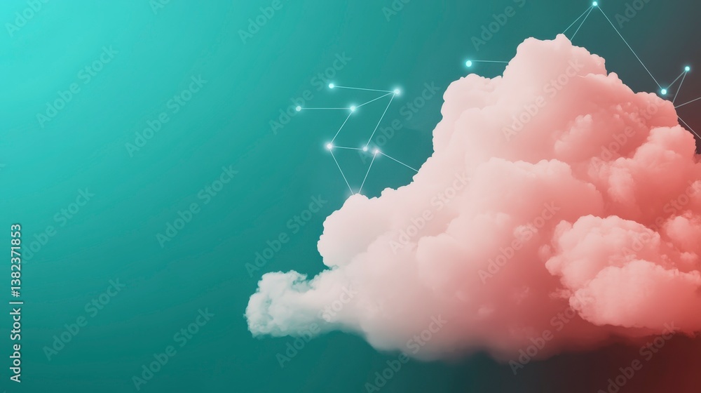 Poster digital cloud concept representing cyber forensics with ai and blockchain technology elements