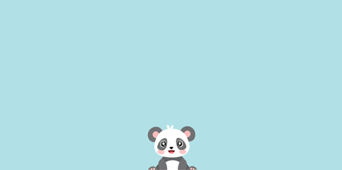 cheerful panda bear on a light-blue background