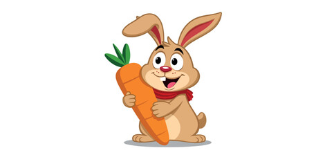 happy cartoon bunny holding a large carrot