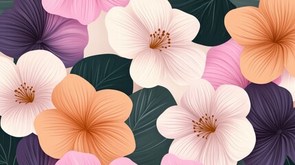 Hand-Drawn Botanical Floral Pattern in Pastel Colors with Chic Aesthetic for Elegant Designs