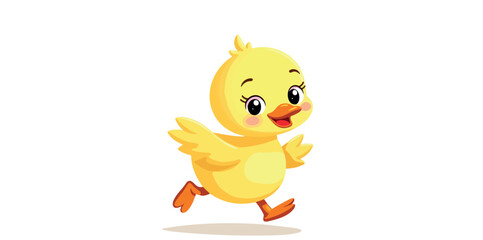 cheerful yellow chick is running joyfully