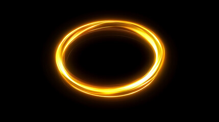 Abstract yellow energy circle with glowing plasma on black background