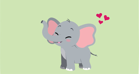 adorable cartoon elephant with hearts