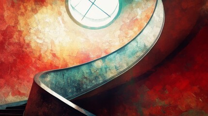 Fototapeta premium 37.Concept 2: Expressionist architecture stairs skylight Abstract Background