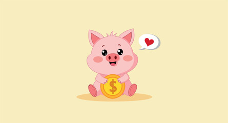 Fototapeta premium happy cartoon holding a gold coin