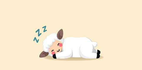 cute cartoon lamb peacefully sleeping