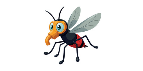 cartoon mosquito with gas mask