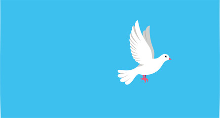 white in flight against a light blue background