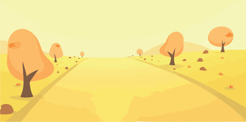 Naklejka premium picturesque autumn landscape with winding road and golden trees